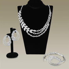 Load image into Gallery viewer, 3W922 - Rhodium Brass Jewelry Sets with AAA Grade CZ  in Clear