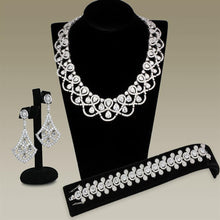 Load image into Gallery viewer, 3W931 - Rhodium Brass Jewelry Sets with AAA Grade CZ  in Clear