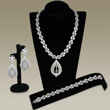 Load image into Gallery viewer, 3W933 - Rhodium Brass Jewelry Sets with AAA Grade CZ  in Clear