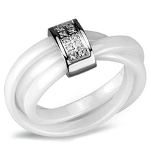 Load image into Gallery viewer, 3W951 - High polished (no plating) Stainless Steel Ring with Ceramic  in White