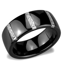 Load image into Gallery viewer, 3W956 - High polished (no plating) Stainless Steel Ring with Ceramic  in Jet