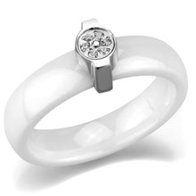Load image into Gallery viewer, 3W958 - High polished (no plating) Stainless Steel Ring with Ceramic  in White