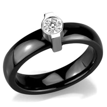 Load image into Gallery viewer, 3W959 - High polished (no plating) Stainless Steel Ring with Ceramic  in Jet