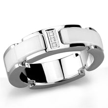 Load image into Gallery viewer, 3W967 - High polished (no plating) Stainless Steel Ring with Ceramic  in White