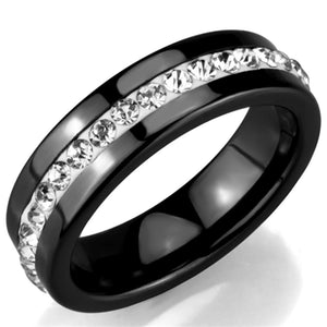 3W969 - High polished (no plating) Stainless Steel Ring with Ceramic  in Jet