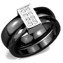 Load image into Gallery viewer, 3W978 - High polished (no plating) Stainless Steel Ring with Ceramic  in Jet