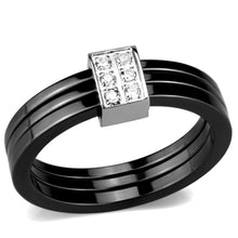 Load image into Gallery viewer, 3W980 - High polished (no plating) Stainless Steel Ring with Ceramic  in Jet