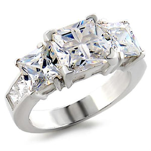 40908 - High-Polished 925 Sterling Silver Ring with AAA Grade CZ  in Clear