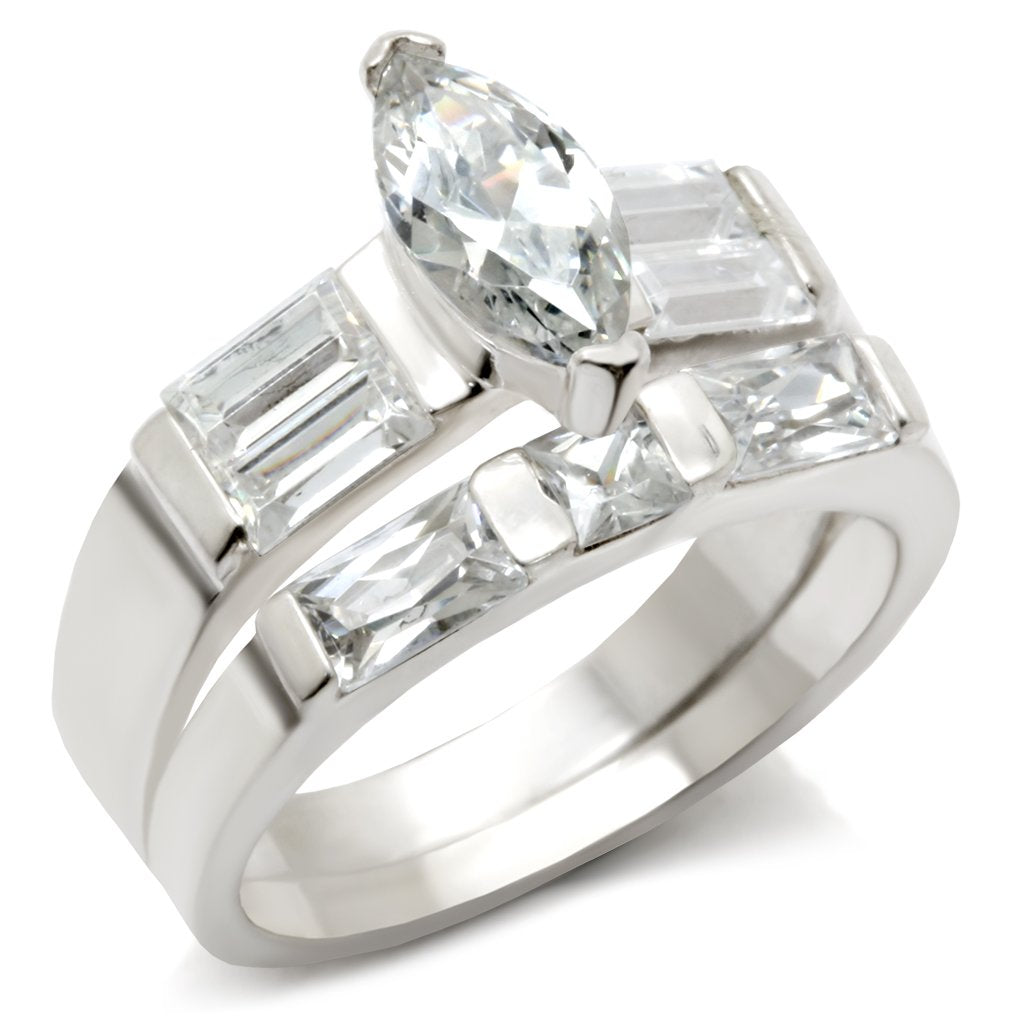 40911 - High-Polished 925 Sterling Silver Ring with AAA Grade CZ  in Clear
