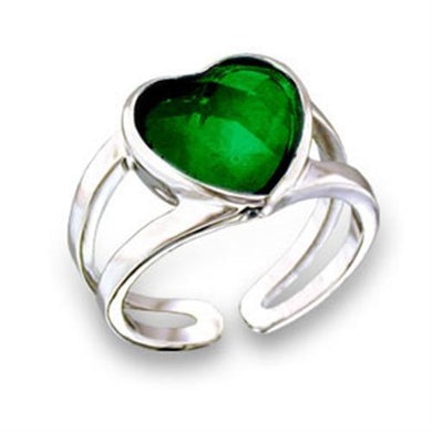 411801 - Rhodium Brass Ring with Top Grade Crystal  in Emerald