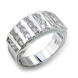 413602 - Rhodium Brass Ring with AAA Grade CZ  in Clear