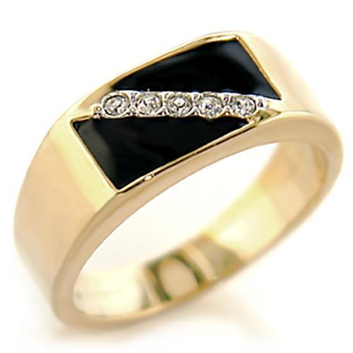 414701 - Gold+Rhodium Brass Ring with Top Grade Crystal  in Clear