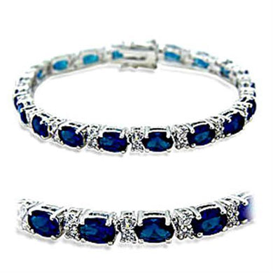 415501 - Rhodium Brass Bracelet with Synthetic Spinel in Sapphire