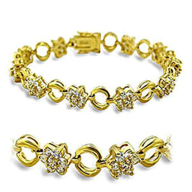 415506 - Gold Brass Bracelet with AAA Grade CZ  in Clear