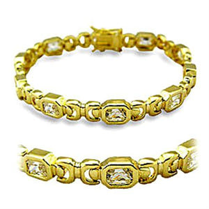 415601 - Gold Brass Bracelet with AAA Grade CZ  in Clear