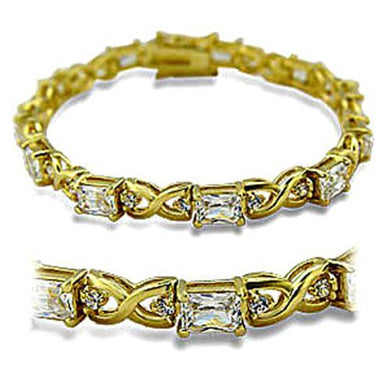 415705 - Gold Brass Bracelet with AAA Grade CZ  in Clear