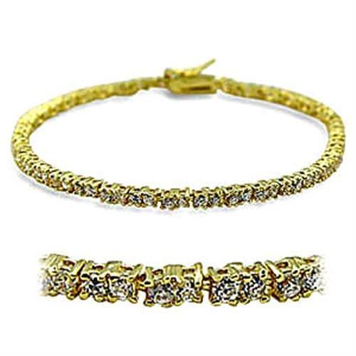 415802 - Gold Brass Bracelet with AAA Grade CZ  in Clear