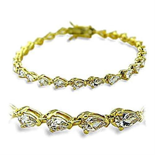 415804 - Gold Brass Bracelet with AAA Grade CZ  in Clear