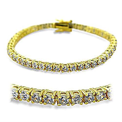 415904 - Gold Brass Bracelet with AAA Grade CZ  in Clear