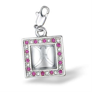 43502 - Rhodium Brass Pendant with Top Grade Crystal  in Rose