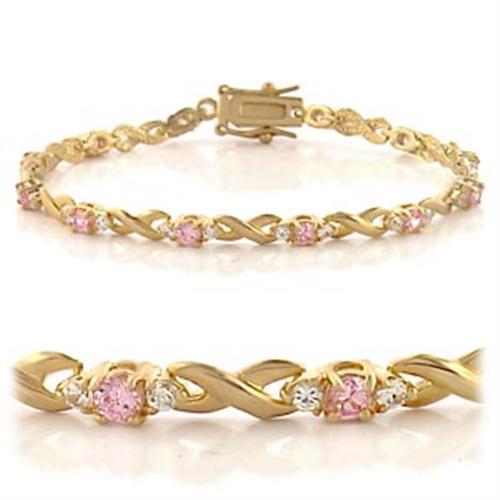 46804 - Gold Brass Bracelet with AAA Grade CZ  in Rose