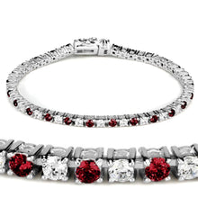 Load image into Gallery viewer, 46902 - Rhodium Brass Bracelet with Synthetic Garnet in Ruby