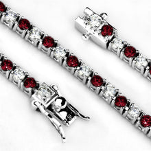 Load image into Gallery viewer, 46902 - Rhodium Brass Bracelet with Synthetic Garnet in Ruby