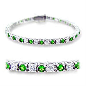 46906 - Rhodium Brass Bracelet with Synthetic Spinel in Emerald