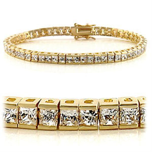 47101 - Gold Brass Bracelet with AAA Grade CZ  in Clear