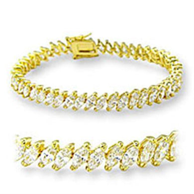 47105 - Gold Brass Bracelet with AAA Grade CZ  in Clear