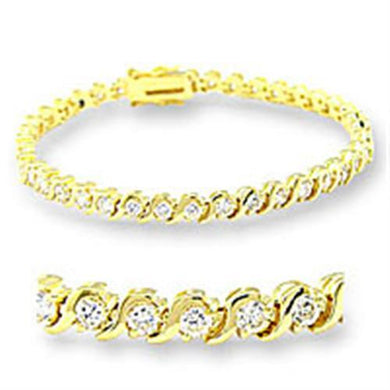 47204 - Gold Brass Bracelet with AAA Grade CZ  in Clear