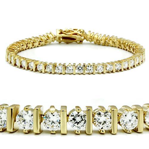 47205 - Gold Brass Bracelet with AAA Grade CZ  in Clear