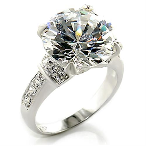 49706 - High-Polished 925 Sterling Silver Ring with AAA Grade CZ  in Clear
