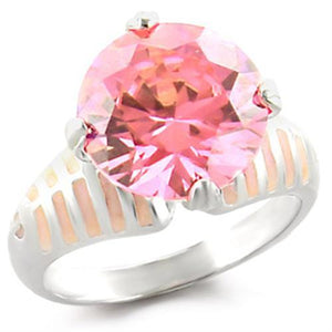 49707 - High-Polished 925 Sterling Silver Ring with AAA Grade CZ  in Rose