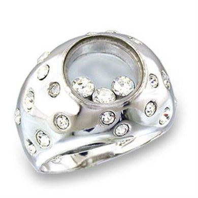 49709 - High-Polished 925 Sterling Silver Ring with Top Grade Crystal  in Clear