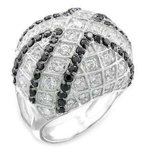 50518 - Rhodium + Ruthenium 925 Sterling Silver Ring with AAA Grade CZ  in Jet