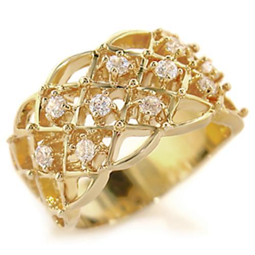 54809 - Gold Brass Ring with AAA Grade CZ  in Clear