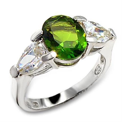 60411 - High-Polished 925 Sterling Silver Ring with Synthetic Spinel in Peridot