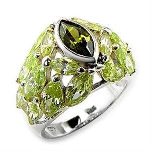 60618 - High-Polished 925 Sterling Silver Ring with AAA Grade CZ  in Multi Color