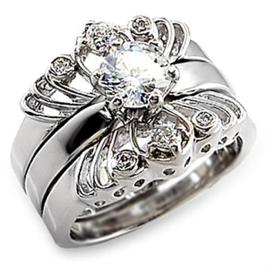 62014 - High-Polished 925 Sterling Silver Ring with AAA Grade CZ  in Clear