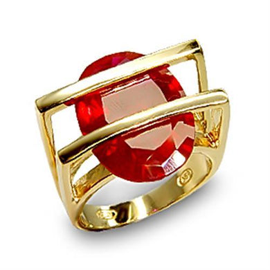 6X001 - Gold 925 Sterling Silver Ring with Synthetic Garnet in Ruby