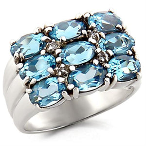6X002 - High-Polished 925 Sterling Silver Ring with Synthetic Spinel in Sea Blue