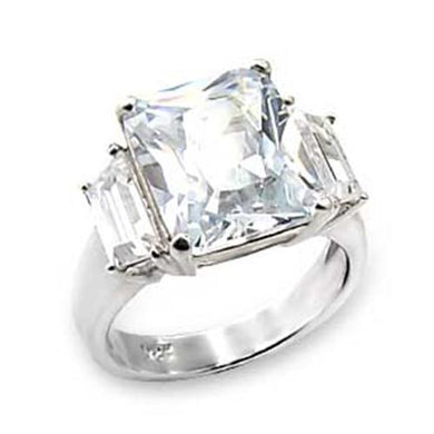 6X058 - High-Polished 925 Sterling Silver Ring with AAA Grade CZ  in Clear