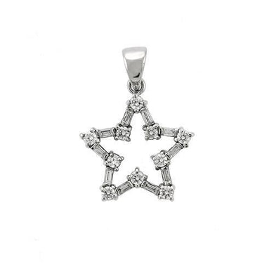 6X081 - High-Polished 925 Sterling Silver Pendant with AAA Grade CZ  in Clear