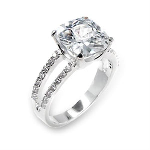 6X202 - High-Polished 925 Sterling Silver Ring with AAA Grade CZ  in Clear