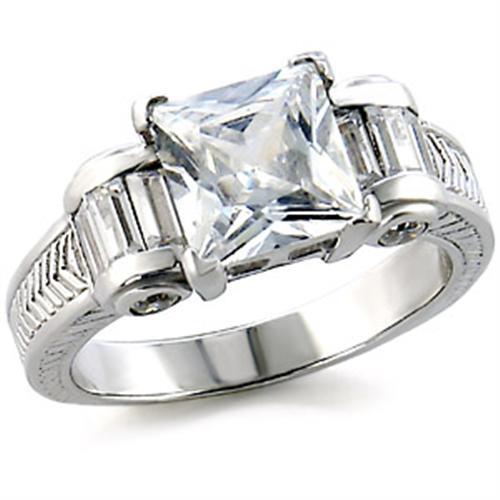 6X213 - High-Polished 925 Sterling Silver Ring with AAA Grade CZ  in Clear