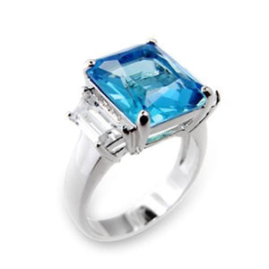 6X241 - High-Polished 925 Sterling Silver Ring with Synthetic Spinel in Sea Blue