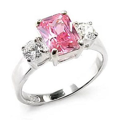 6X246 - High-Polished 925 Sterling Silver Ring with AAA Grade CZ  in Rose