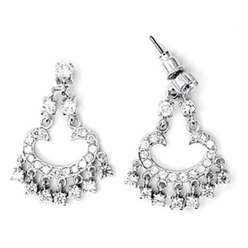 6X267 - High-Polished 925 Sterling Silver Earrings with AAA Grade CZ  in Clear