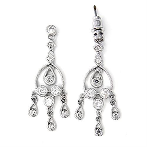6X286 - High-Polished 925 Sterling Silver Earrings with AAA Grade CZ  in Clear